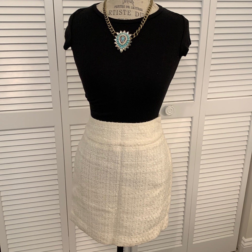 Tweed White Shimmer Skirt